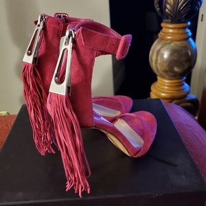 Brian Atwood Pink Suede Tosca Sandals